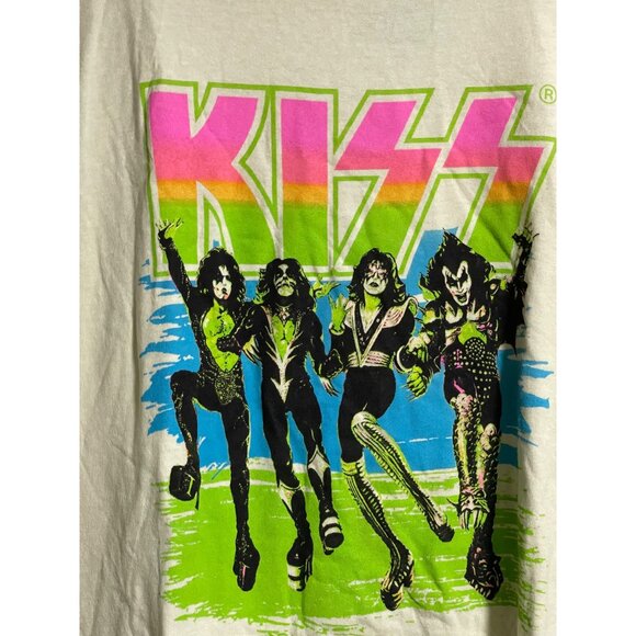 KISS Band Graphic Tee Size Large 100% Cotton Light Yellow Short Sleeve Unisex - Picture 2 of 5
